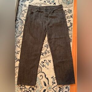 Levi's 562 Black Button Fly Mens Jeans Tag Size 38x34 Measures 38x30 Loose Fit